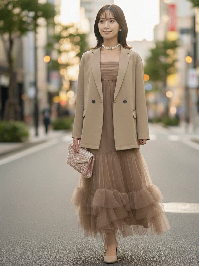 my closet / ANDRESD volume tulle jacket set dress Sbe