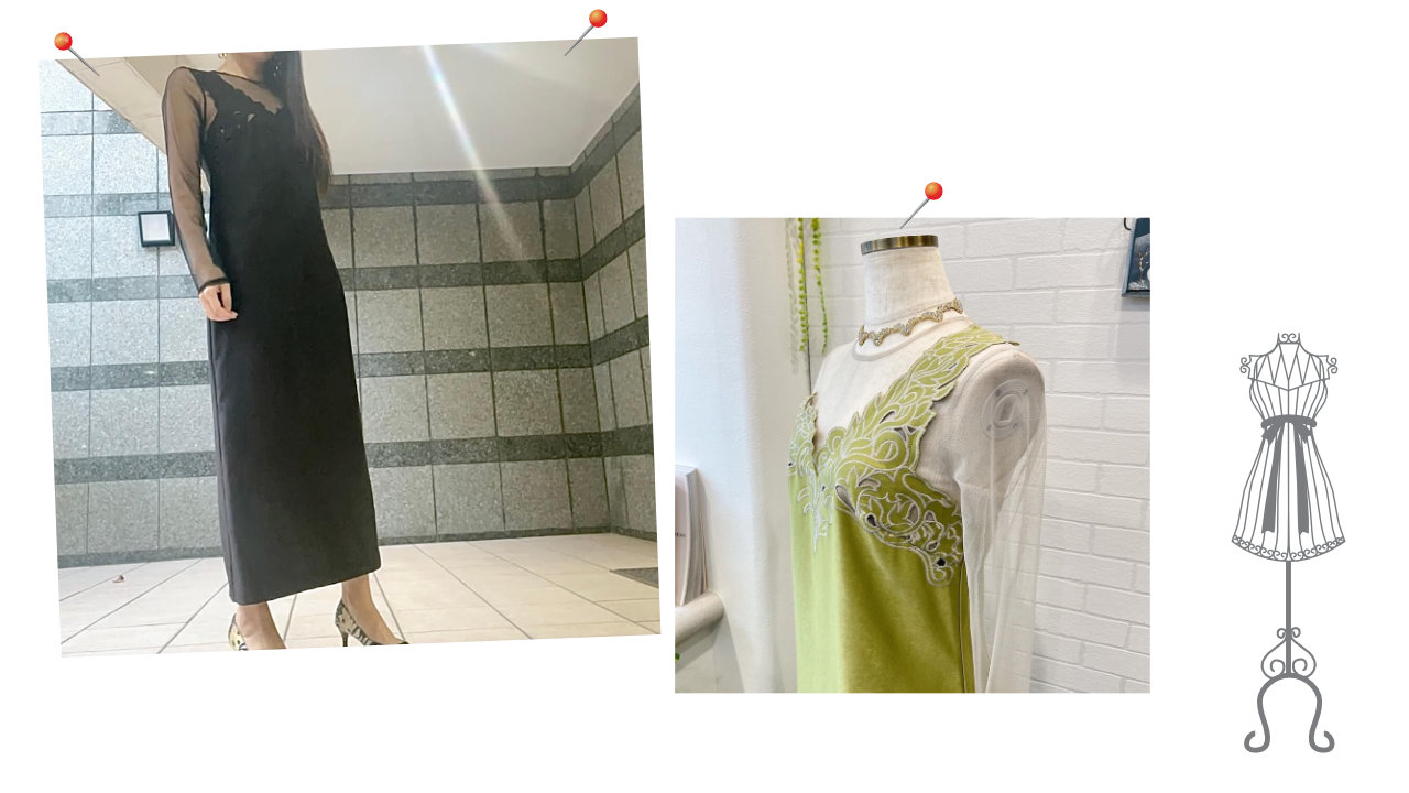 my closet / Ameri VIntage Iラインドレス 【UND RENEE CUTWORK DRESS】