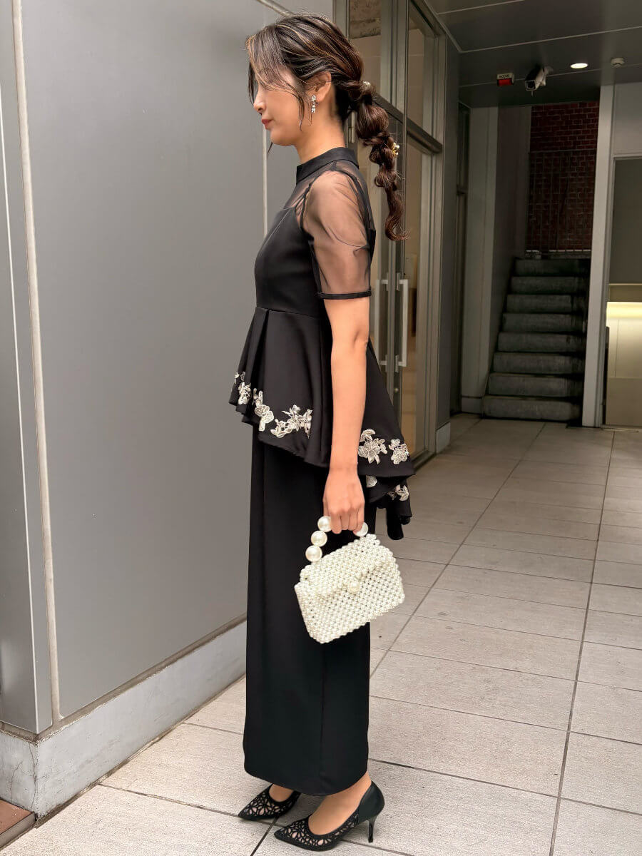 スーツ・フォーマル・ドレス Embroidered peplum bustier&I-line dress スーツ・フォーマル・ドレス Embroidered peplum bustier&I-line dress