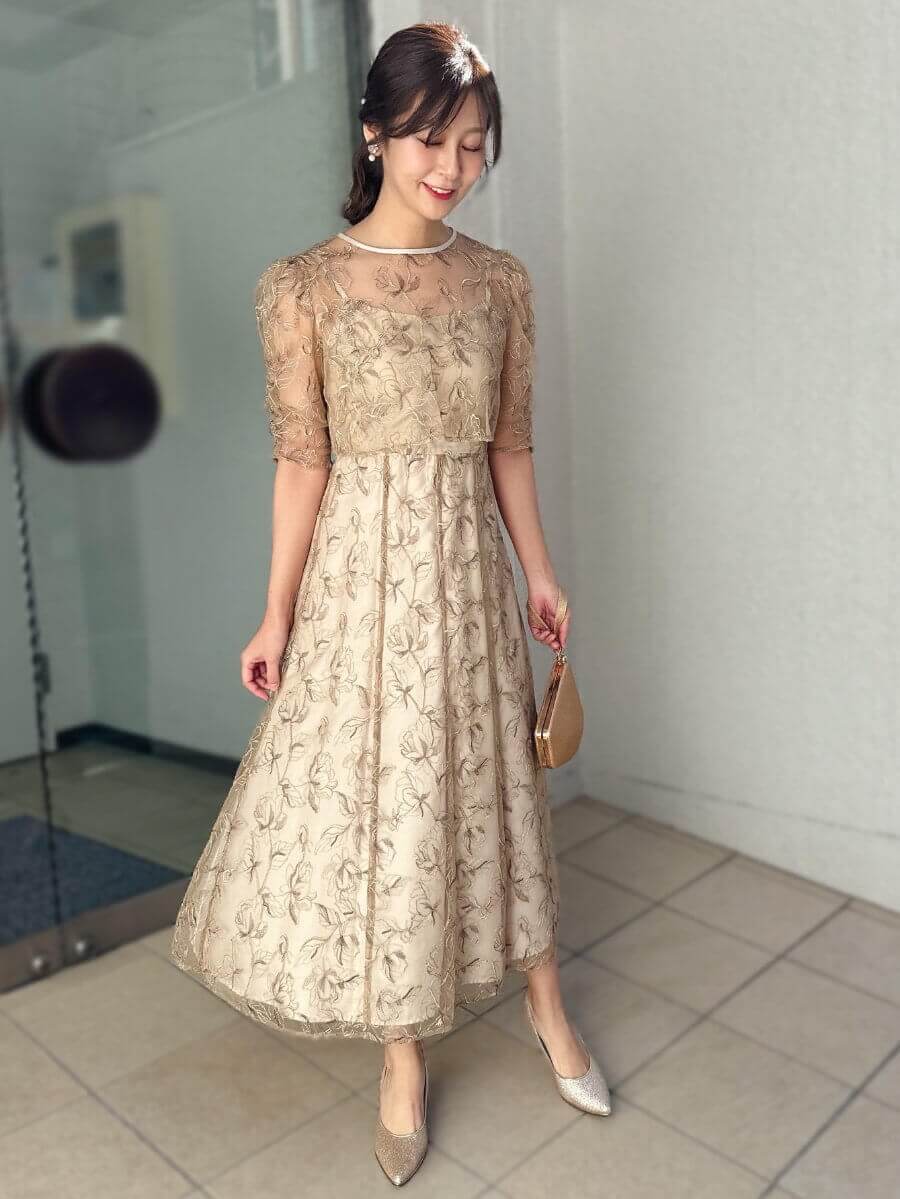 レンタルドレス ベージュ大きいサイズ